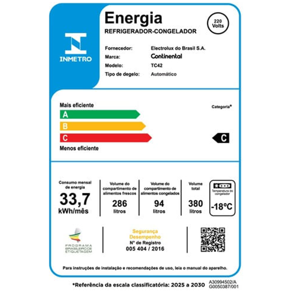 Geladeira Continental Frost Free Duplex TC42 380L 2 Portas Branco, , large image number 6